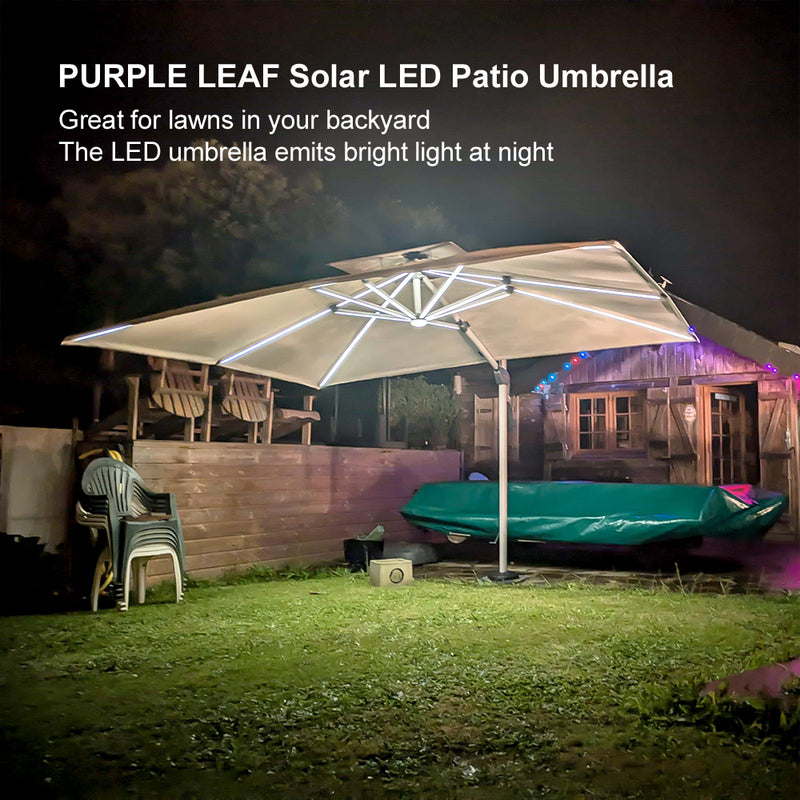 PURPLE LEAF Rectangle Outdoor Patio Umbrellas with Lights
