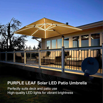 Rectangle Solar LED Cantilever Patio Umbrella 9 x12 ft