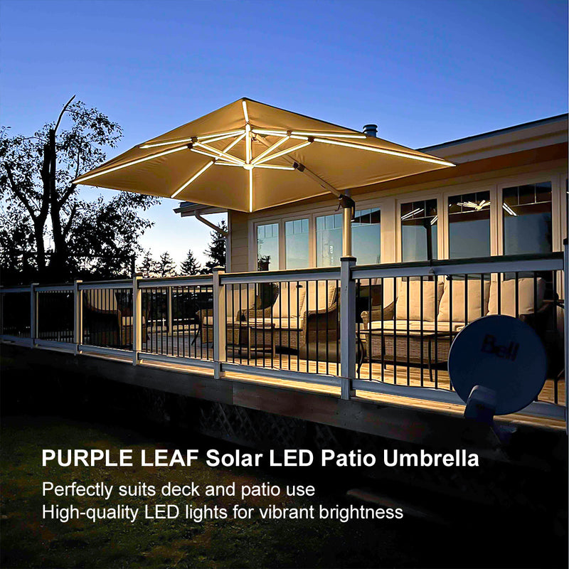 PURPLE LEAF Rectangle Outdoor Patio Umbrellas with Lights