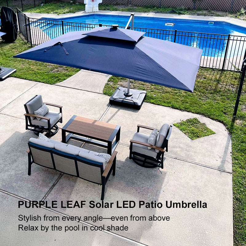 PURPLE LEAF Rectangle Outdoor Patio Umbrellas with Lights