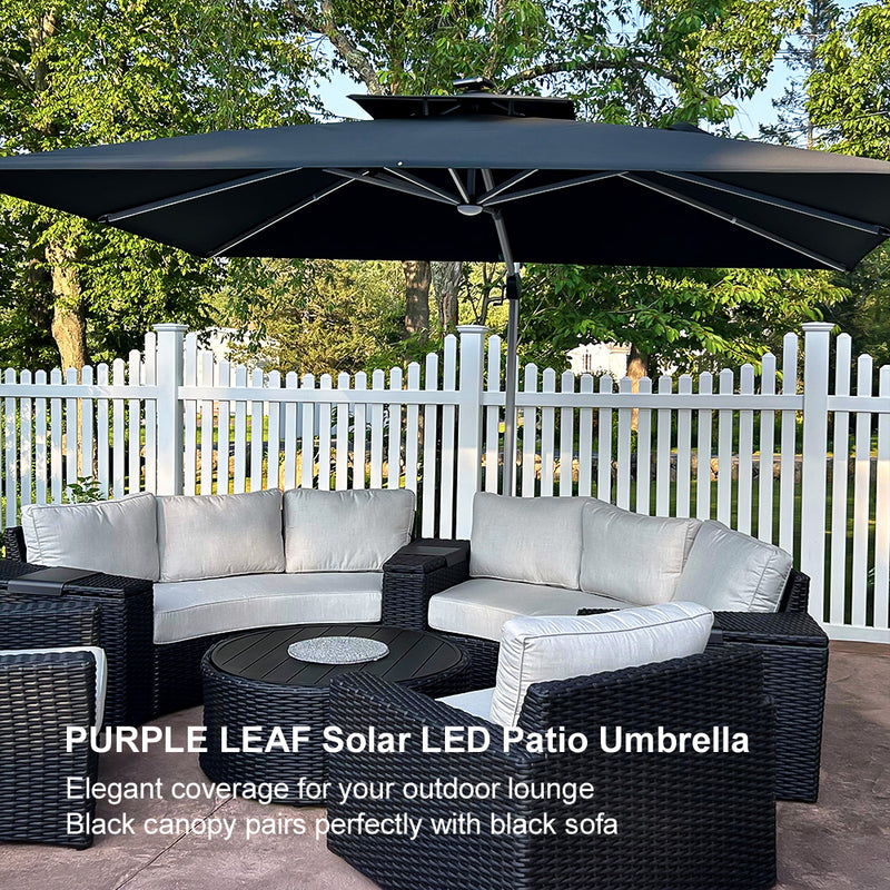 PURPLE LEAF Rectangle Outdoor Patio Umbrellas with Lights