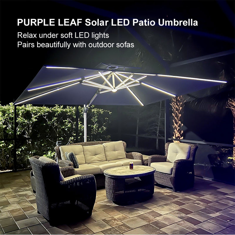 PURPLE LEAF Rectangle Outdoor Patio Umbrellas with Lights