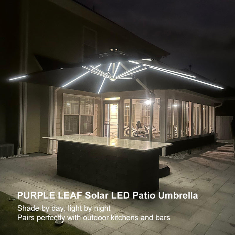 PURPLE LEAF Rectangle Outdoor Patio Umbrellas with Lights