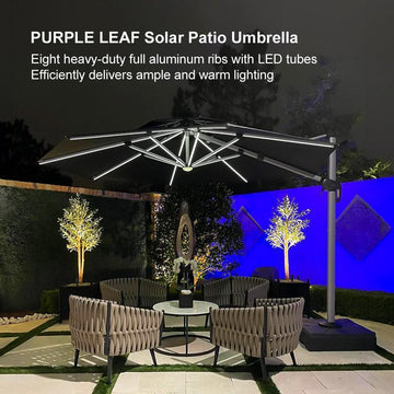 Solar LED Cantilever Patio Umbrella