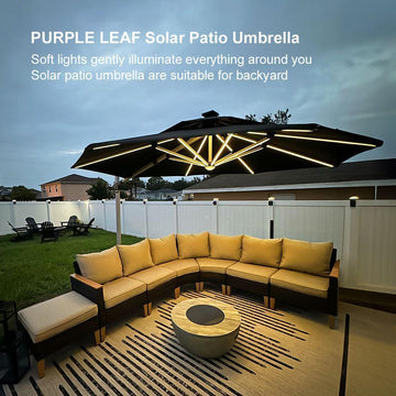 Solar LED Cantilever Patio Umbrella