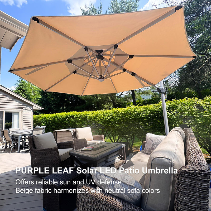 PURPLE LEAF 10 / 11 / 12 ft Round Outdoor Umbrellas with Lights