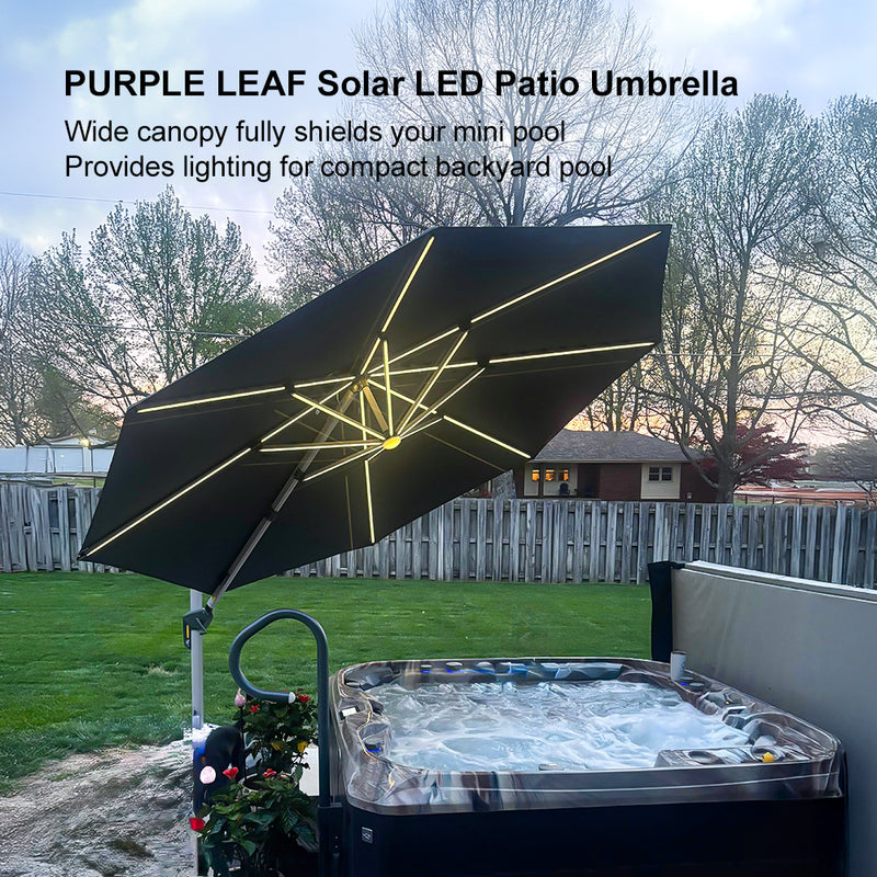 PURPLE LEAF 10 / 11 / 12 ft Round Outdoor Umbrellas with Lights