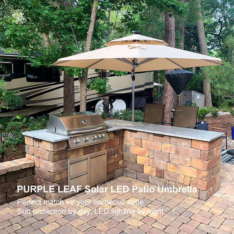 PURPLE LEAF 10 / 11 / 12 ft Round Outdoor Umbrellas with Lights