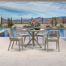 PURPLE LEAF Round & Rectangle Outdoor Dining Table HPL Aluminum Tabletop Modern Dining Table for Deck Kitchen