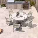 PURPLE LEAF Round & Rectangle Outdoor Dining Table HPL Aluminum Tabletop Modern Dining Table for Deck Kitchen