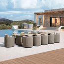 PURPLE LEAF Sanori Patio Dining Set Modern Large Weather-Resistant Table and Aluminum Chairs with Cushions for Garden Beige