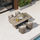 PURPLE LEAF Sanori Patio Dining Set Modern Large Weather-Resistant Table and Aluminum Chairs with Cushions for Garden Beige