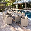 PURPLE LEAF Sanori Patio Dining Set Modern Large Weather-Resistant Table and Aluminum Chairs with Cushions for Garden Beige