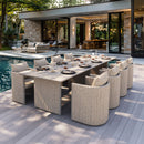 PURPLE LEAF Sanori Patio Dining Set Modern Large Weather-Resistant Table and Aluminum Chairs with Cushions for Garden Beige