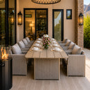 PURPLE LEAF Sanori Patio Dining Set Modern Large Weather-Resistant Table and Aluminum Chairs with Cushions for Garden Beige