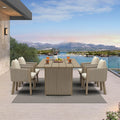 PURPLE LEAF Sanori Outdoor Dining Set Luxury Aluminum Patio Table and Dining Chairs Set with  Olefin Fabric Cushions and Pillows for Deck Garden