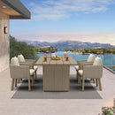 PURPLE LEAF Sanori Outdoor Dining Set Luxury Aluminum Patio Table and Dining Chairs Set with  Olefin Fabric Cushions and Pillows for Deck Garden