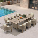 PURPLE LEAF Sanori Outdoor Dining Set Luxury Aluminum Patio Table and Dining Chairs Set with  Olefin Fabric Cushions and Pillows for Deck Garden