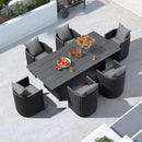 PURPLE LEAF Sanori Outdoor Dining Set Weather-Resistant Aluminum Table and Chairs Set with Backrest Pillow and Olefin Cushions for Deck