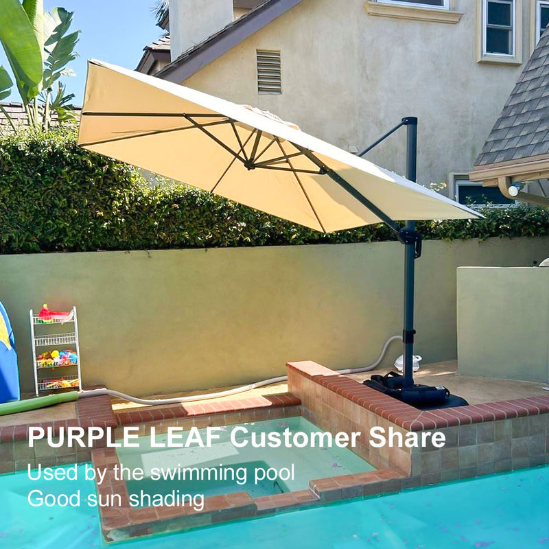 PURPLE LEAF Economical Square Outdoor Patio Umbrella Rectangle Cantilever Umbrella