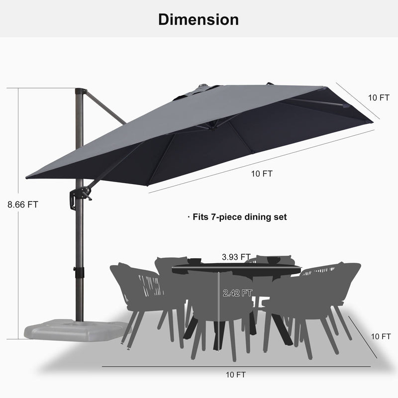 PURPLE LEAF Affordable Patio Umbrella with Base, Square and Rectangular Outdoor Umbrella