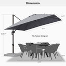 PURPLE LEAF Economical Square Outdoor Patio Umbrella Rectangle Cantilever Umbrella