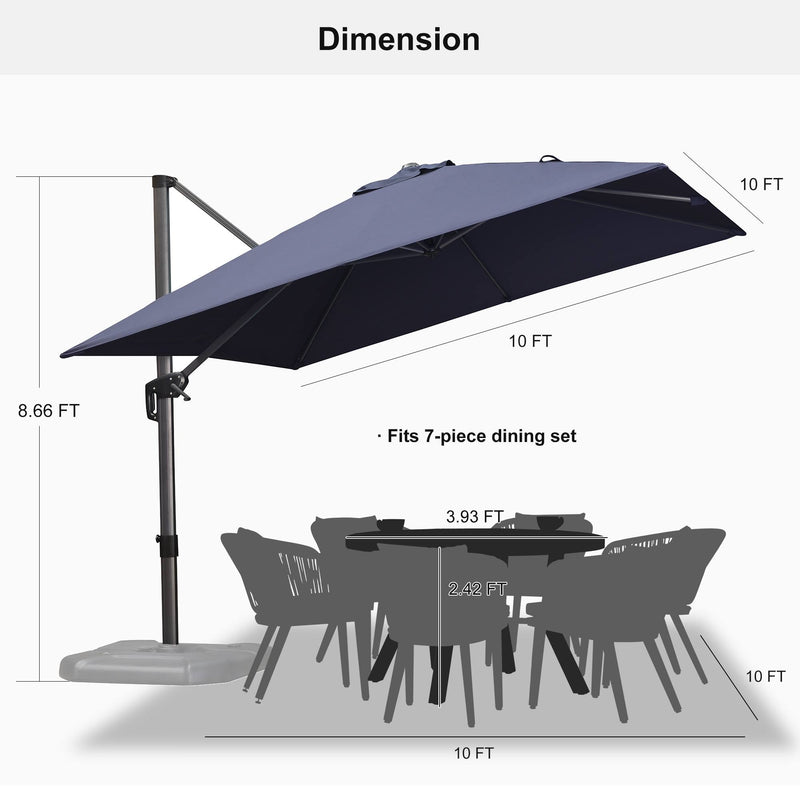 PURPLE LEAF Affordable Patio Umbrella with Base, Square and Rectangular Outdoor Umbrella