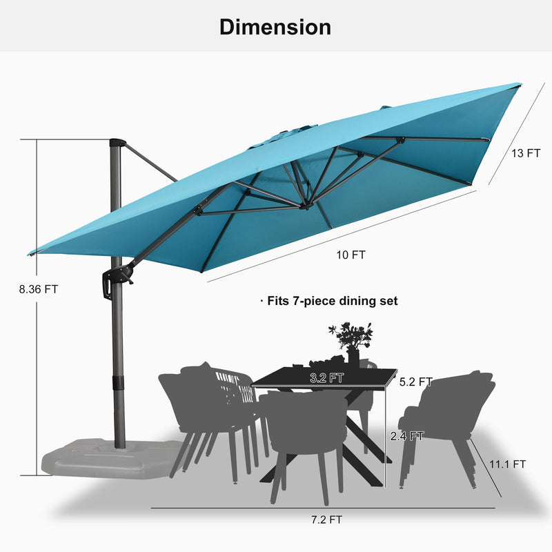 PURPLE LEAF Economical Square Outdoor Patio Umbrella Rectangle Cantilever Umbrella