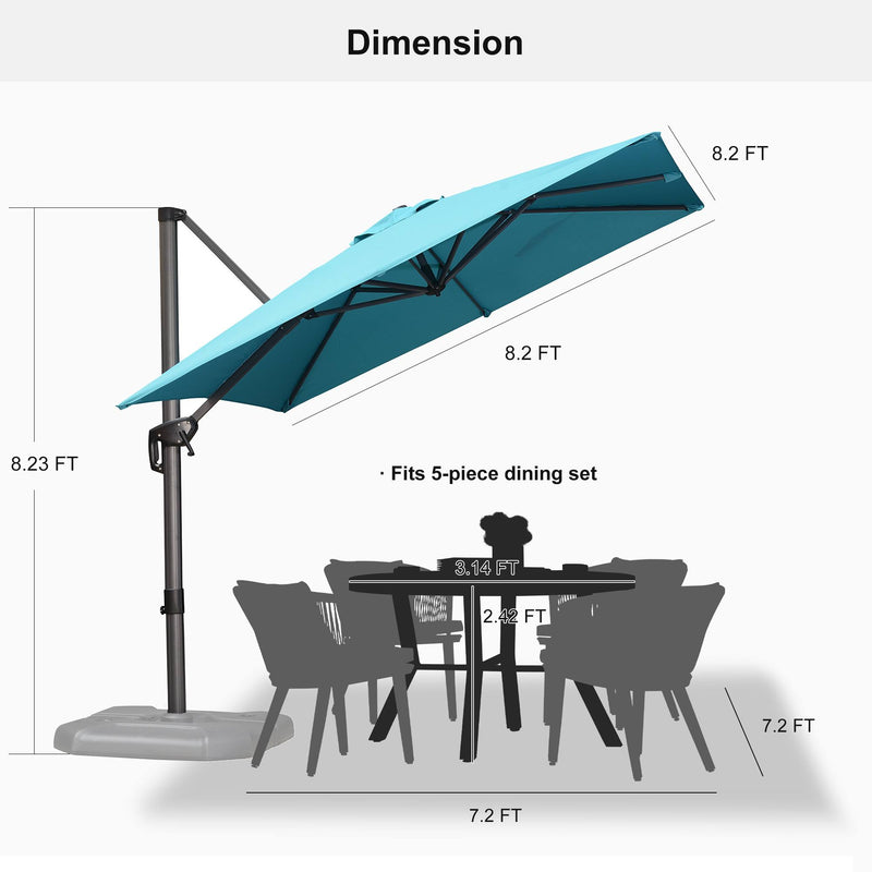 PURPLE LEAF Affordable Patio Umbrella with Base, Square and Rectangular Outdoor Umbrella