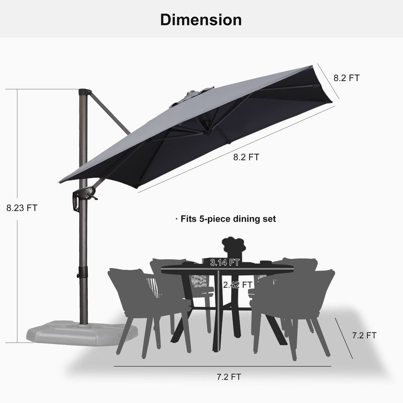 PURPLE LEAF Affordable Patio Umbrella with Base, Square and Rectangular Outdoor Umbrella