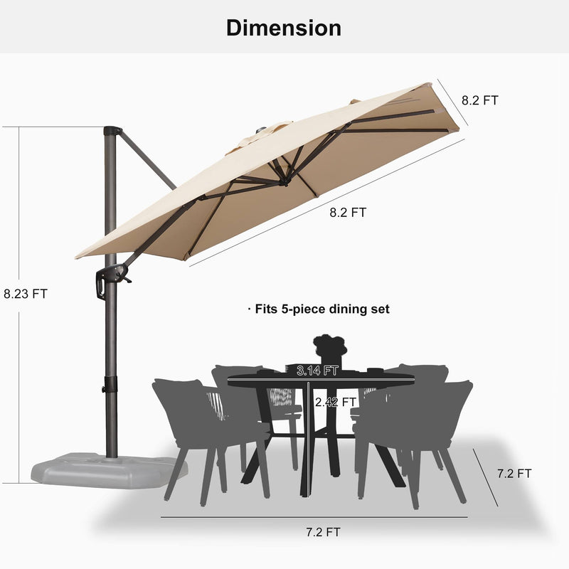 PURPLE LEAF Affordable Patio Umbrella with Base, Square and Rectangular Outdoor Umbrella