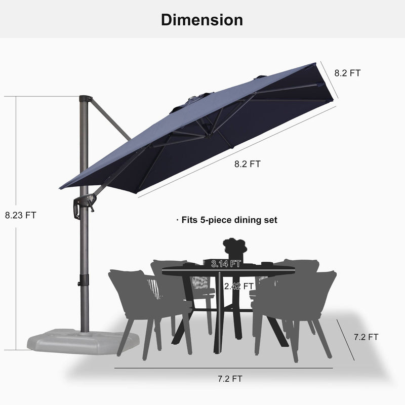 PURPLE LEAF Affordable Patio Umbrella with Base, Square and Rectangular Outdoor Umbrella