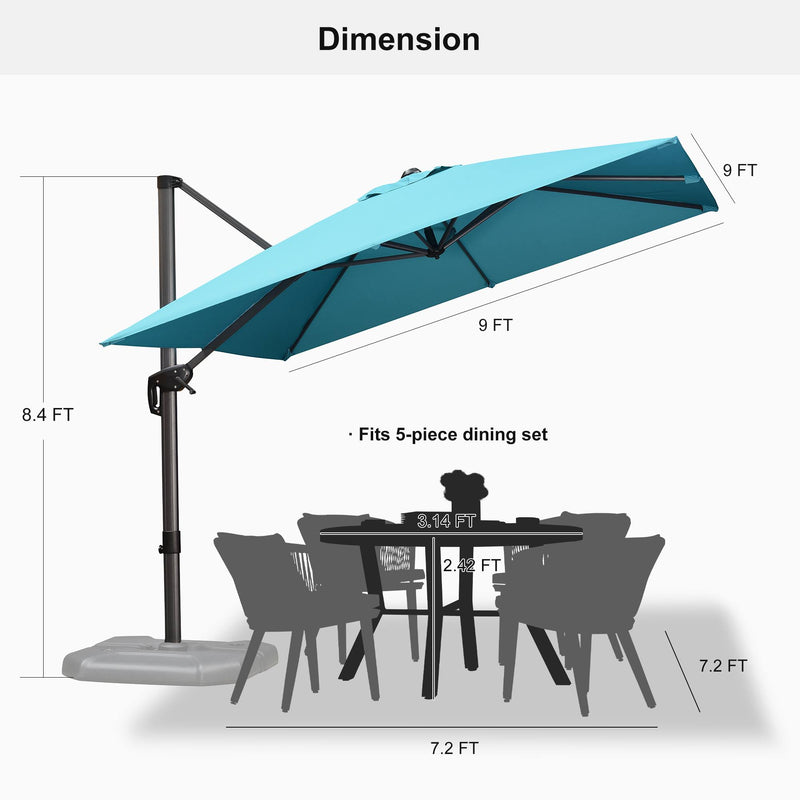 PURPLE LEAF Affordable Patio Umbrella with Base, Square and Rectangular Outdoor Umbrella