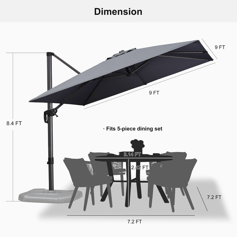 PURPLE LEAF Affordable Patio Umbrella with Base, Square and Rectangular Outdoor Umbrella