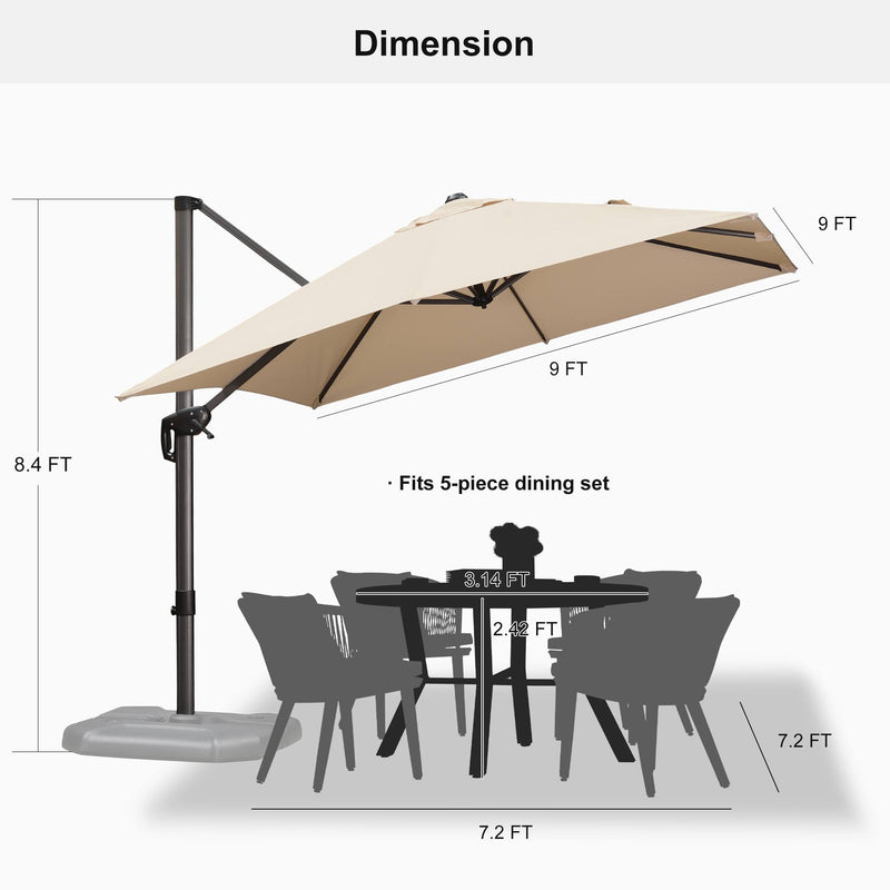 PURPLE LEAF Affordable Patio Umbrella with Base, Square and Rectangular Outdoor Umbrella