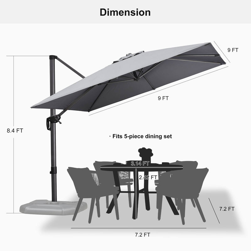 PURPLE LEAF Affordable Patio Umbrella with Base, Square and Rectangular Outdoor Umbrella