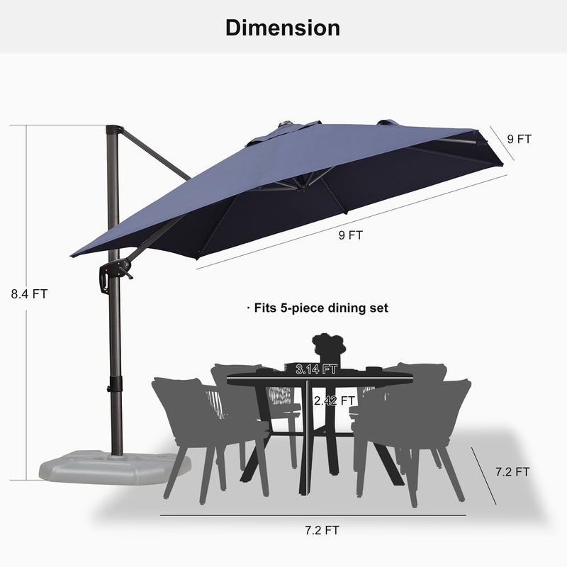PURPLE LEAF Affordable Patio Umbrella with Base, Square and Rectangular Outdoor Umbrella