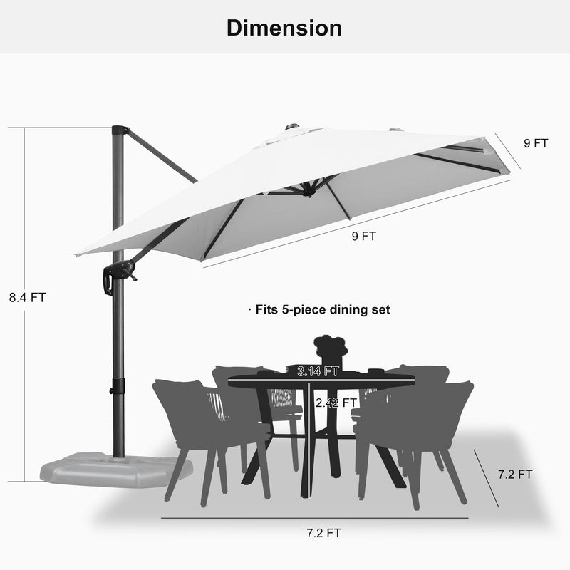 PURPLE LEAF Affordable Patio Umbrella with Base, Square and Rectangular Outdoor Umbrella