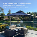 PURPLE LEAF Double Top 9 / 10 / 11 / 12 ft Square Outdoor Umbrellas with Lights