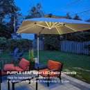 PURPLE LEAF Double Top 9 / 10 / 11 / 12 ft Square Outdoor Umbrellas with Lights