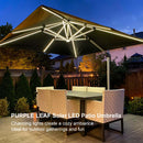 PURPLE LEAF Double Top 9 / 10 / 11 / 12 ft Square Outdoor Umbrellas with Lights