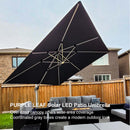 PURPLE LEAF Double Top 9 / 10 / 11 / 12 ft Square Outdoor Umbrellas with Lights
