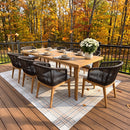PURPLE LEAF Patio Dining Set with Sunbrella Fabric Cushions and Aluminum Table All-Weather Wicker Patio Table Set for Deck
