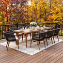 PURPLE LEAF Patio Dining Set with Sunbrella Fabric Cushions and Aluminum Table All-Weather Wicker Patio Table Set for Deck