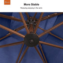 PURPLE LEAF deluxe wood pattern Sunbrella cantilever umbrella frame detail