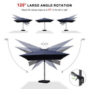 PURPLE LEAF Lateral Tilt Patio Umbrella with Base, 360° Swivel Cantilever Umbrella with Stand