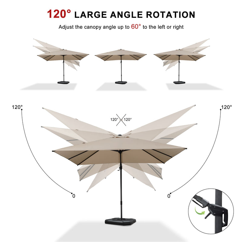 PURPLE LEAF Economical Patio Umbrella Swivel Rectangle Outdoor Umbrellas 6' X 10'/ 9' X 12'/ 10' X 10'/ 9' X 9'