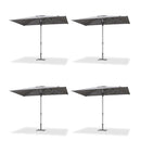 PURPLE LEAF 2/4/6 Set Semi-Auto Patio Table Umbrellas with Base for Outdoor Commercial