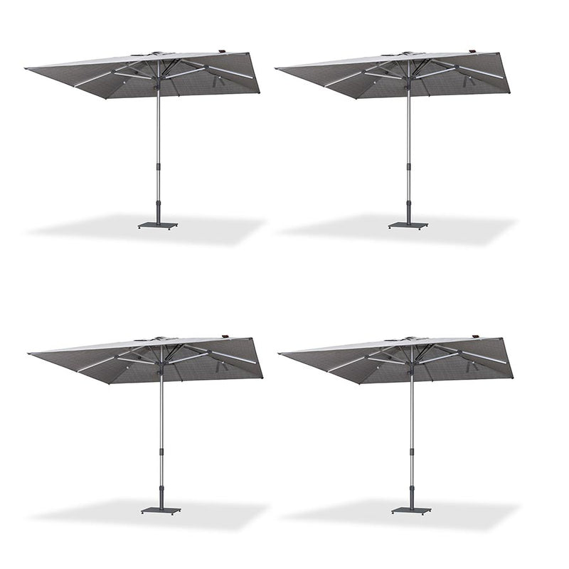 PURPLE LEAF 2/4/6 Set Semi-Auto Patio Table Umbrellas with Base for Outdoor Commercial