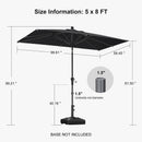 PURPLE LEAF Porch Table Umbrella with Crank and Tilt, Market Patio Umbrella
